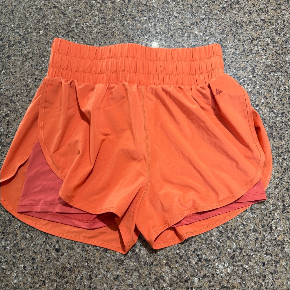 Balance Athletica Women's Orange Layered Athletic Shorts